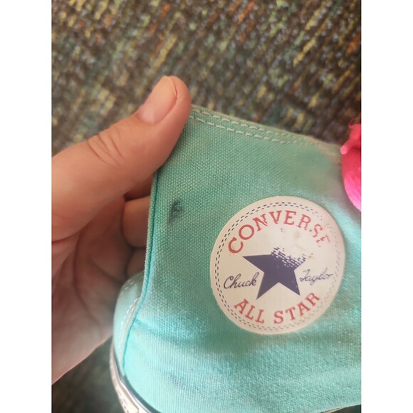 Converse All Star Chuck Taylors Seafoam Green Hi Tops w/ Pink Laces M 11 W 13 - Picture 12 of 12